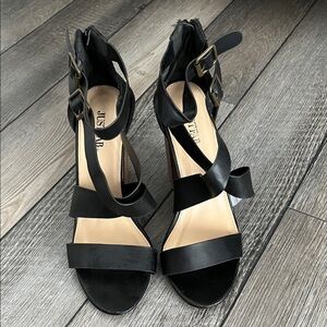 JustFab Elegant Black Buckle Heels